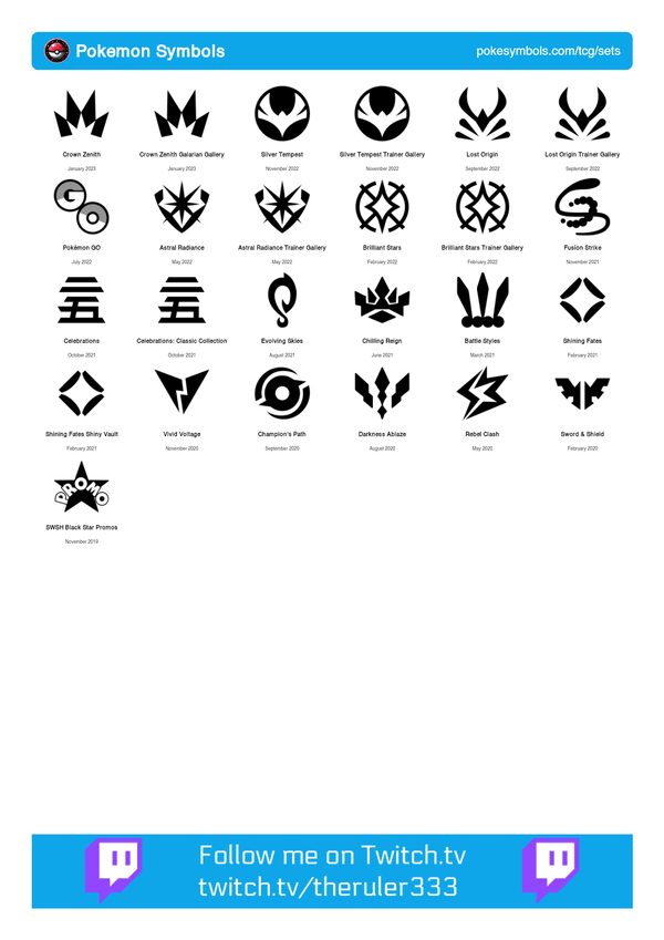 Sword & Shield Pokemon Set Symbols printable PDF Symbol